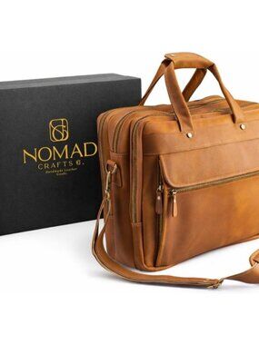 Men's Tan Genuine Leather Vintage Adjustable Strap Stylish Messenger Hand Bag